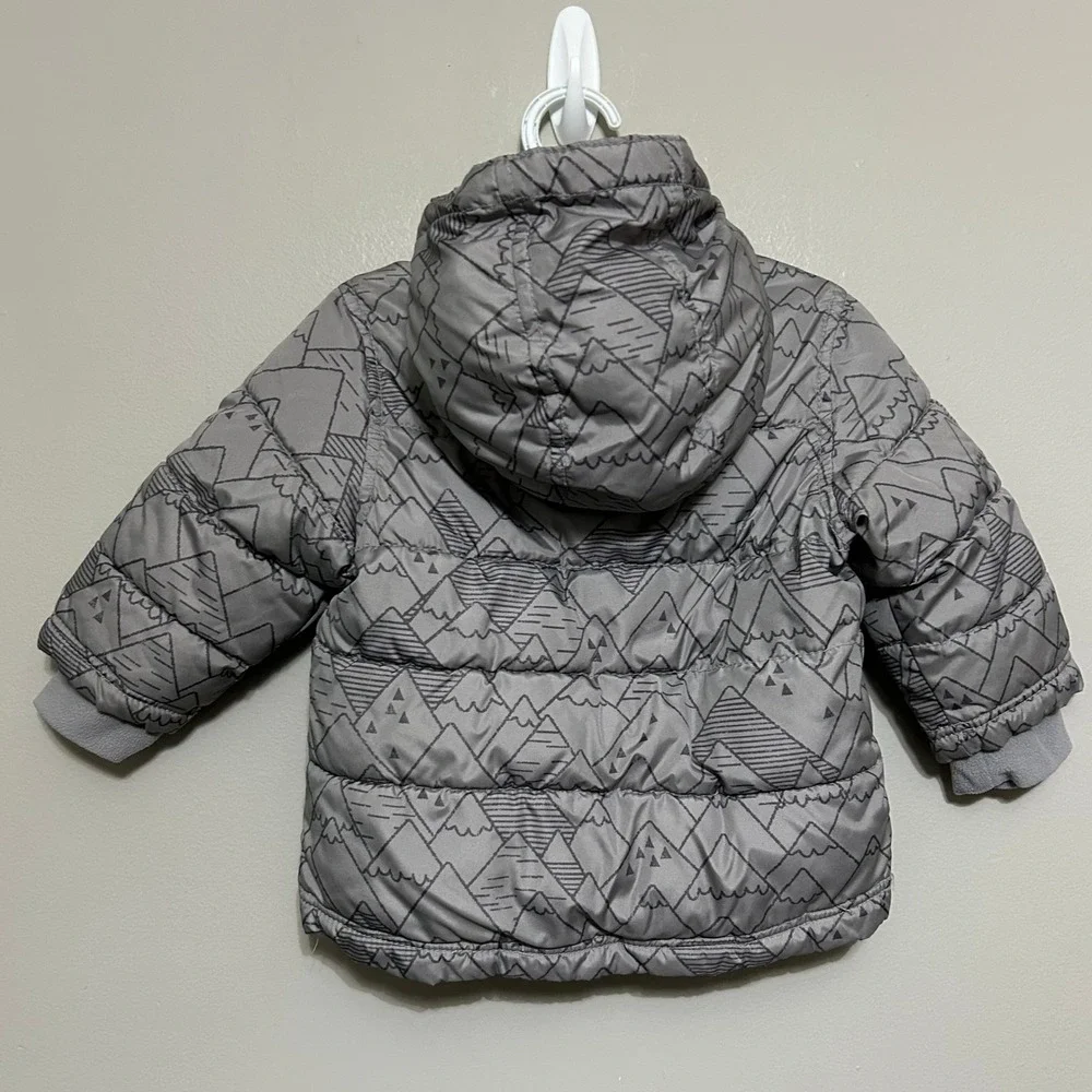 Old Navy Frost Free Puffer Jacket Toddler 12-18M Grey Mountain Excellent